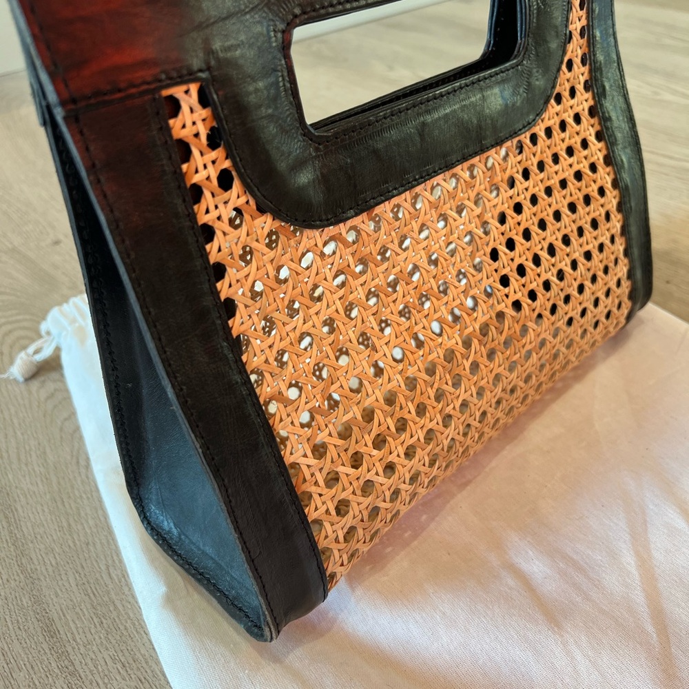 Rattan and leather handbag - Picture 4 of 4